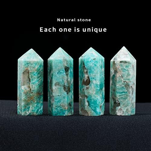 Apengshi Amazonite Natural Healing Crystal Tower 1.57-1.96in(4-5cm) Faceted Single Point Chakra Crystal Stone Meditation Home Decor Collection Gift