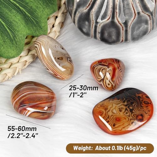 Sardonyx Stone-4 Pcs Sardonyx Agate Palm Stone Pocket Energy Stone, Smooth Healing Crystal and Worry Stones