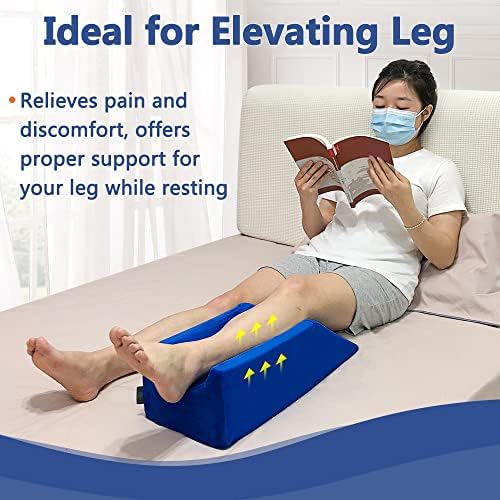Leg Elevation Pillow Wedge Knee Foam for Sleeping Ankle Post Surgery Foot Leg Rest Pillows Knee Support Cushion Medical Pillow Leg Elevator Bed Positioning Wedge Surgery Recovery (Blue, 50cm Long)