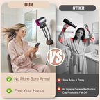 SEANCHEER Hands Free Hair Dryer Holder Wall Mount, 360° Rotating Adjustable Height Suction Cup Blow Dryer Holder, No Drill Installation, Damage-Free Wall, with Cord Storage for Most Hair Dryers