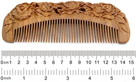 YOY Handmade Carved Natural Sandalwood Hair Comb - Anti-static No Snag Brush for Men's Mustache Beard Care Anti Dandruff Women Girls Head Hair Accessory (HC1006)
