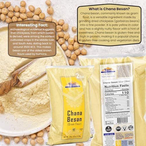 Rani Chana Besan (Chickpeas Flour, Gram) 32oz (2lbs) 908g ~ All Natural | Vegan | Gluten Friendly | NON-GMO | Kosher | Indian Origin