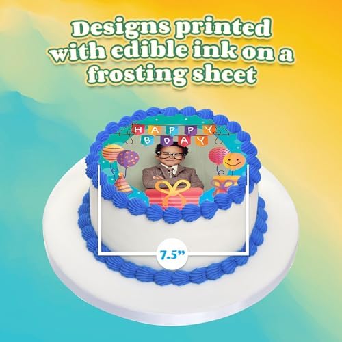 Custom Edible Prints on Cake: Create Your Special Event with Custom Edible Image Toppers - Upload Photos for Unique, Stylish Designs on Rectangular, Round Cakes Designs - 7.5" Round Cake Topper