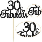 Gyufise 1Pcs Black Glitter 30 & Fabulous Cake Toppers 30 and Fabulous Cake Toppers for Happy 30th Birthday Cheers to 30 Party Decorations 30 Anniversary Birthday Cake Decorations Supplies