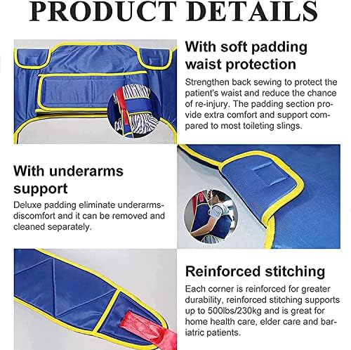 Rehabilitation Auxiliary Spreader Patients,Lift Sling Transfer Belt, Handicap Lift Commode Sling, Transfer Belt with Four Point Support, for Bed Positioning and Lifting,M