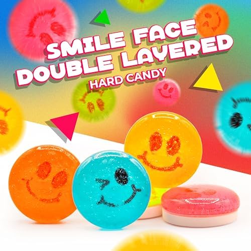 Happy Face Candy | 1 Lb Bag | Hard Candy Individually Wrapped | Assorted Fruit Flavors | Sweet & Sour Candies for Goodie Bags, Party Favors & Office Bowls