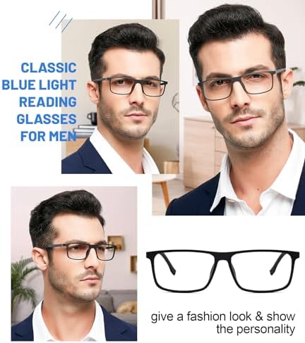 OCCI CHIARI Computer Reading Glasses Men's Reader Anti Blue Light 0 100 150 200 250 300 350 (Grey, 2.0)