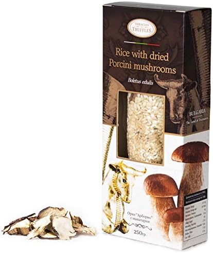 Italian Arborio Risotto Rice with Dried Porcini Mushrooms Boletus Edulis and Spices, Risotto with Mushrooms, Rich in Antioxidants, Fibres (1 x 250g)