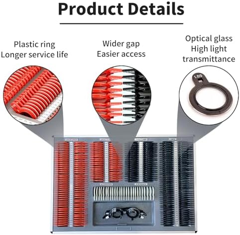 266 PCS Precision Optical Lens Optometry Kit, Trial Lens Set Optical, with Metal Rim Wood Frame Aluminum Box, for Optometrists, Vision Testers, and Household Use