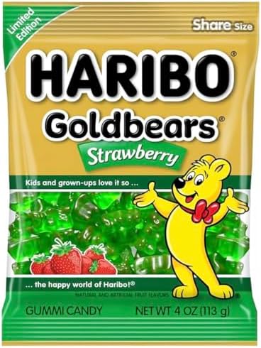 Haribo Gummi Candy | Goldbears Single Flavor Limited Edition | Strawberry, 4 oz. (Pack of 12)