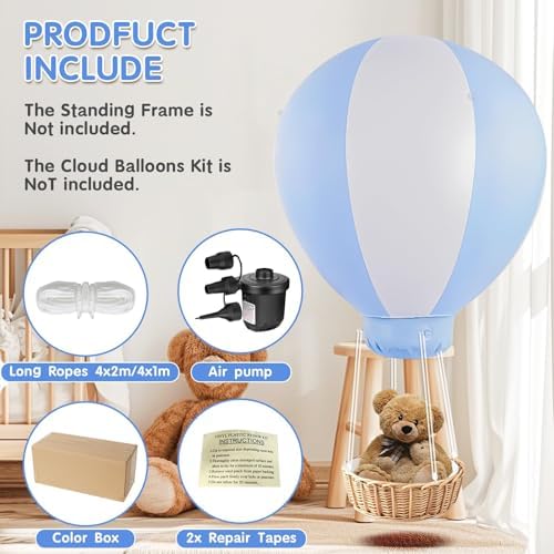 3FT Hot Air Balloon Decorations, Hot Air Balloon with Air Pump for Girls Boys Baby, Birthday Wedding Exhibitions, Blue