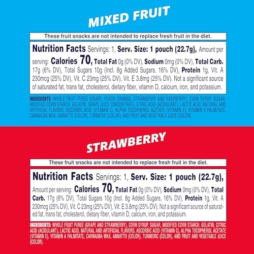 Welch's Fruit Snacks, Mixed Fruit & Strawberry Snack Box, Gluten Free, 0.8oz Snack Packs (Pack of 60)