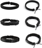 MILAKOO 6 Pcs Punk Braided Leather Bracelets for Men Women Cuff Wrap Wristbands Adjustable