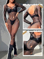 Buitifo Lingerie for Woman Sexy Bodysuit Fishnet Bodystocking Mesh Tights Sheer Jumpsuit