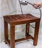 Wooden Shower/Bath Stool Bathroom Bench Waterproof Non-Slip Spa Bathtub Bathing Seat Foot Rest Small Step Stool Indoor Outdoor Patio Garden Yard, 42×28×43cm
