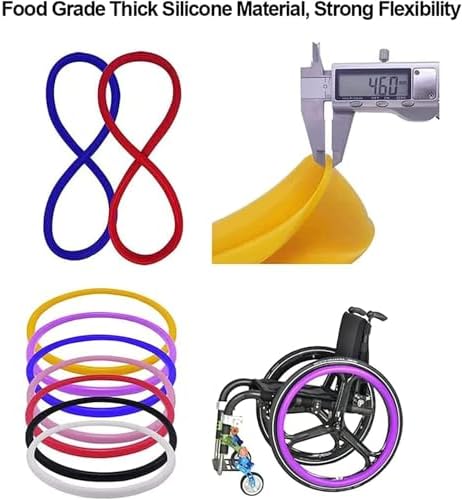 1,22in,20/22/24Inch Wheelchair Push Rim Covers 1 Pair Silicone Wheelchair Hand Push Cover Non-Slip Hand Push Cover Improve Grip and Traction, Easy to Take of and Clean