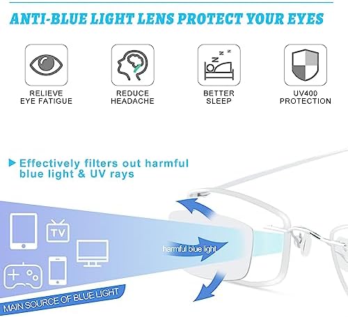 OCCI CHIARI Blue Light Blocking Reading Glasses for Men Titanium Frameless Readers Lightweight