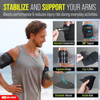 BLITZU Bicep Tendonitis Brace, Upper Arm Wrap, Tricep Compression Sleeve Support Bands for Men and Women with 2 Adjustable Straps, Pain Relief for Muscle Strains Recovery & Inflammation Black S-M