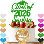 Personalized Graduation Cake Topper Class Of 2026 Cake Toppers Graduation Gifts Congrats Cake Topper Finish School Graduate Party Decor with Any Name (Green)