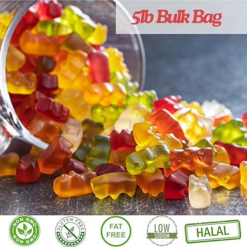 Halal Gummy Bears - 5lbs Bulk Gluten Free Candy Variety Pack, Halal Candy, Gummy in Bulk, Fun Snacks, Fruit Snacks - Perfect for Parties and Events - Delicious and Chewy Treats for All Ages