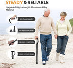 BeneCane Walking Cane for Men & Women Adjustable Cane with Offset Soft Cushioned Handle -Portable Lightweight Sturdy Mobility Walker Aid for Elderly, Seniors Collapsible Cane