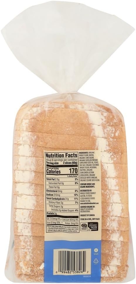 365 by Whole Foods Market Organic White Artisan Bread, 16 OZ