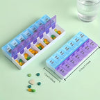7-Day Pill Organizer, 14 Compartment Double Row Large Capacity Weekly Pill Box, Portable Easy Open Lid Medicine Storage Case for Pills, Vitamins, Supplements – Compact Travel Design