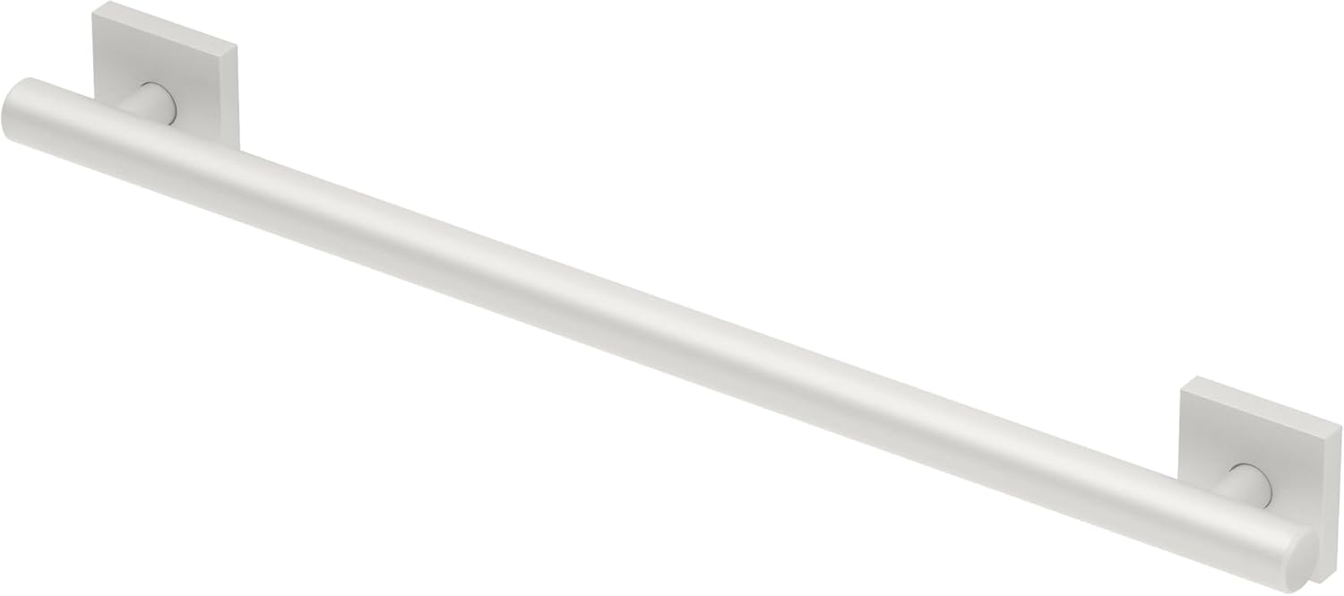 Gatco 944W Elevate 24" L Grab Bar, Matte White/ADA Compliant Stainless Steel Safety Grab Bar for Bathroom