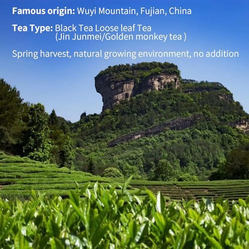 XIXICHA Golden Monkey Tea Chinese Black Tea Loose Leaf Chinese Tea Jin Jun Mei Yunnan Black Jinjunmei Whole Buds 中国茶 金骏眉 5.3oz/150g