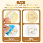 24 Pcs Gold Mirror Acrylic Cupcake Toppers, Round Gold Happy Birthday Cake Topper, Cake & Cupcake Decorations for DIY Birthday Party Anniversary Pastries Decorations