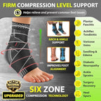 BLITZU Ankle Brace for Women, Men, Plantar Fasciitis Relief, Achilles Tendonitis Brace for Sprained Foot, Ankle Compression Sleeve with Strap Black XL