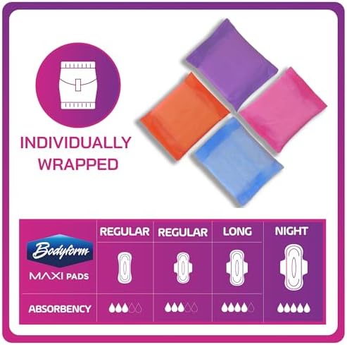 Bodyform Maxi - Value Sanitary Napkins, Cushion Soft Always Comfortable and Ultra-Absorbent (Regular Wings, 144 Count (12 Packs of 12 Counts))