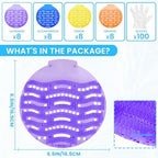 32 Pack Urinal Deodorizer Screen with 100 Gloves, 3D Wave Anti-Splash Odor Protection Urinal Cakes for Men Toilets Dry Wet Urinal Deodorant Bathroom Office Mall Hotel Four Scents Urinal Mats