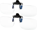 2 Pack Blue Light Blocking Clip-On and Flip-Up Reading Glasses with Magnifying Lenses Readers for Unisex Use
