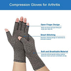 2-Pair Arthritis Compression Gloves for Alleviate Rheumatoid Osteoarthritis, Carpal Tunnel Raynauds Disease, Fingerless Design Breathable & Moisture, Women and Men (Gray, Small)