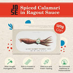 Spiced Calamari in Ragout Sauce by Jose Gourmet, Canned Squid Calamari in Sauce, Wild Caught Portuguese Calamari, Vitamin Rich Low Calorie Seafood, 125g Can
