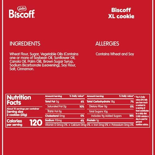 Lotus Biscoff Cookies, Caramelized Biscuit Cookie Snack, Dispenser Box (20 sleeves of 2 extra large cookies) Vegan, 0.9 Ounce (Pack of 20)