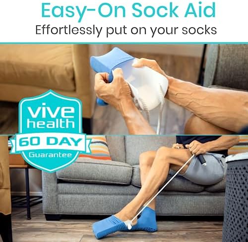 Vive Sock Aid - Easy On and Off Stocking Slider - Donner Pulling Assist Device - Sock Helper Aide Tool - Puller for Elderly, Senior, Pregnant, Diabetics - Pull Up Assistance Help