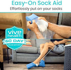 Vive Sock Aid - Easy On and Off Stocking Slider - Donner Pulling Assist Device - Sock Helper Aide Tool - Puller for Elderly, Senior, Pregnant, Diabetics - Pull Up Assistance Help