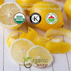 Organic Way Dried Lemon Peel Cut & Sifted (Citrus limon) - Organic & Kosher Certified | Vegan, Non GMO & Gluten Free | USDA Certified | Origin - India (1 LB / 16 Oz)