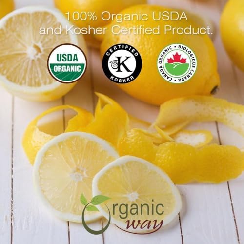 Organic Way Dried Lemon Peel Cut & Sifted (Citrus limon) - Organic & Kosher Certified | Vegan, Non GMO & Gluten Free | USDA Certified | Origin - India (1 LB / 16 Oz)