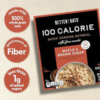 Better Oats 100 Calorie Maple & Brown Sugar Oatmeal Packets, Whole Grain with Flax Seeds and Rolled Grains, Cooks in 90 Seconds, Box of 10 Pouches (Pack of 6)