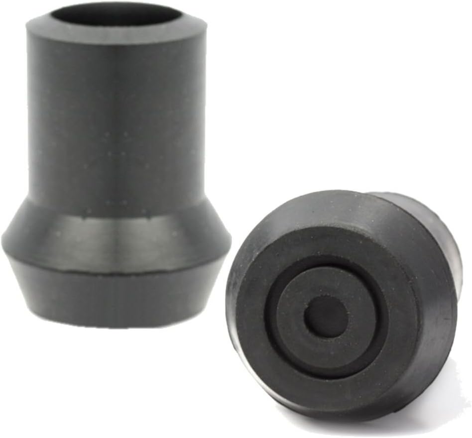 200 X Crutch Frame Ferrule Black Rubber Heavy Duty + Steel Insert 19Mm Id