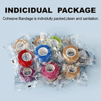 Self Adhesive Bandage Wrap| 12 Rolls 1" x 5 Yards Vet Tape, Medical Tape,Athletic Tape,Elastic Cohesive Bandage for Sports Injury,Stretch Athletic,Ankle,(Mix Color)