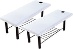 Massage Bed Cover, Massage Table Sheet, Elastic Edge All-round Wrap Professional Soft M-assage Bed Cover, Beauty M-assage SPA Couch Cover with Face Hole(2Pcs White)
