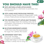 FreshDrinkUS, Premium 75 Lotus Leaf Tea Bags, 100% Natural & Pure from Lotus Leaves. Loose Leaf Lotus Herbal Tea. Made with Eco-Conscious Tea Bags. No Sugar, No Caffeine, No Gluten, Vegan.