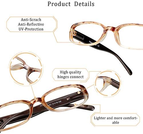 LifeArt 4 Pairs Reading Glasses, Blue Light Blocking Glasses, Computer Reading