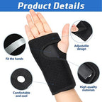 2 Pcs Wrist Brace for Carpal Tunnel Night Sleep Support Adjustable Wrist Splint with Splints Stabilizer for Tendonitis Sprains Pain Relief for Women Men Right Left Hand(Breathable Style,Black)