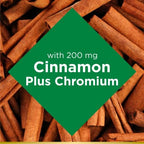 Nature's Bounty Cinnamon 2000mg Plus Chromium, Sugar Metabolism Support Supplement, 60 Capsules
