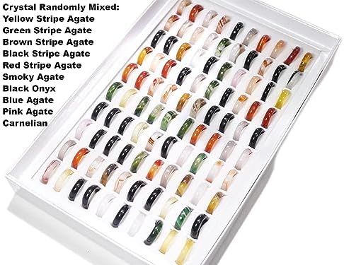 Wholesale Healing Crystal Rings Bulk,Carnelian Ring,Agate Jewelry,Minimalist Band,Spiritual Gifts for Women (Size 7-8, 100 Pieces)